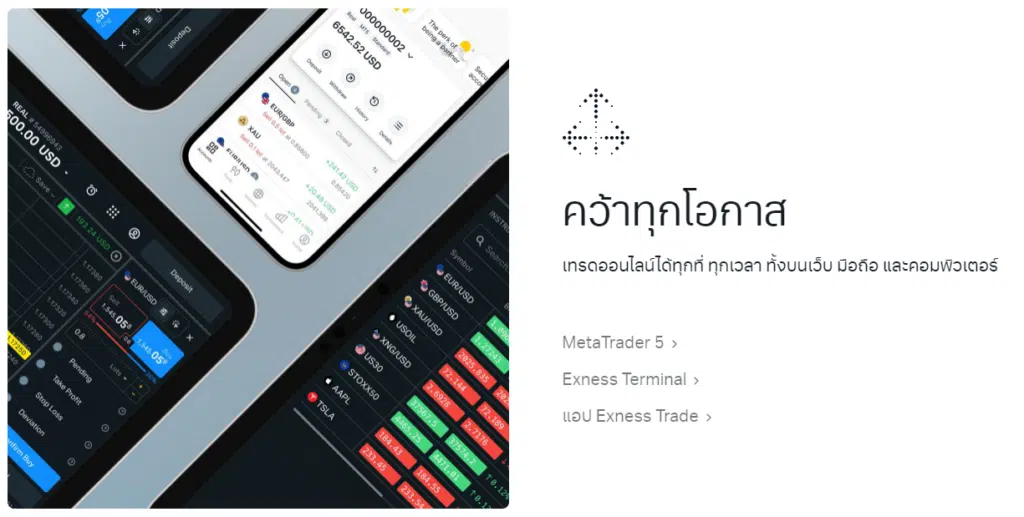 แพลตฟอร์มการเทรดที่รองรับของโบรกเกอร์ Exness