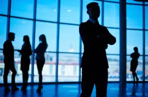 silhouette confident man office