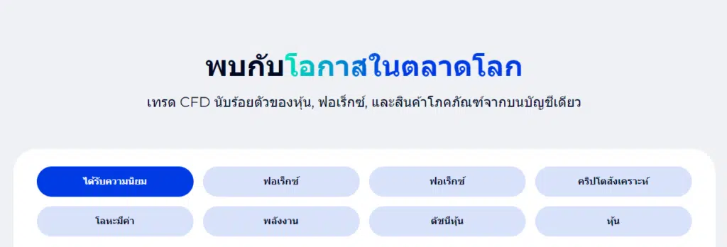 ผลิตภัณฑ์การเทรดของ FXGT.com